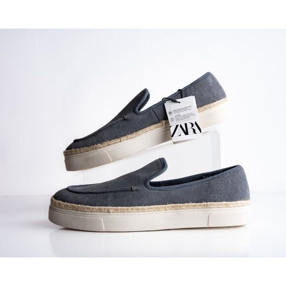 Zara Mens Suede Espadrilles Loafers Sneakers Blue US 7 EU 40 New 2503/420 main image 4